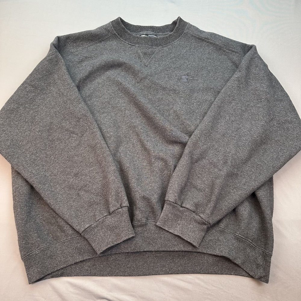 VTG Starter Pro80 Sweater Mens XL Gray Heavyweight Crewneck Pullover 90s Sports